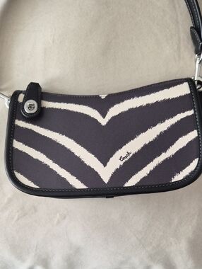 Coach Swinger 20 Clutch Shoulder Bag CM514 In Zebra Print Leather Silver